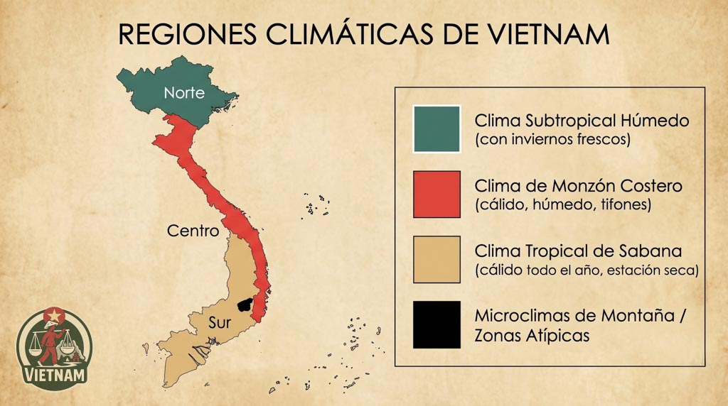 mapa del clima  de vietnam